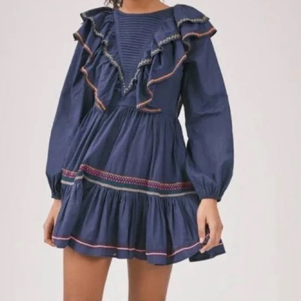 NWT Something Navy Jolie Embroidered Dress size Large